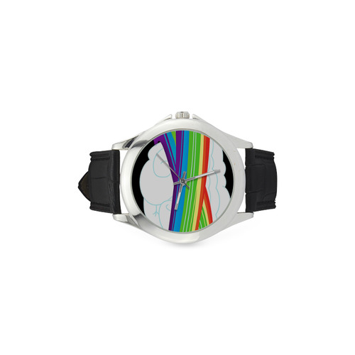 flying with rainbow dash Women's Classic Leather Strap Watch(Model 203)