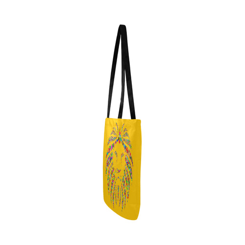 Abstract Lion Face Yellow Reusable Shopping Bag Model 1660 (Two sides)