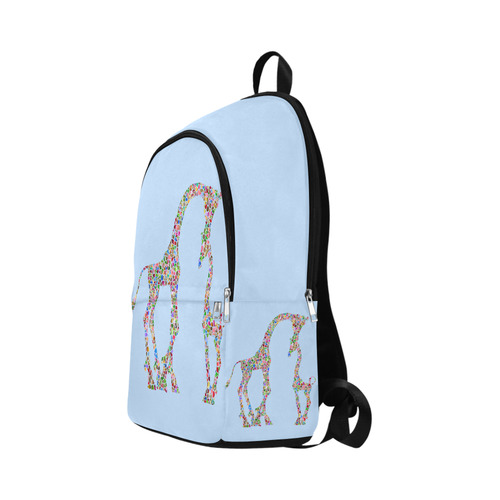 Mother And Baby Giraffe Light Blue Fabric Backpack for Adult (Model 1659)