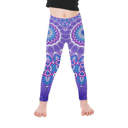 INDIA Patterns MANDALA BALL Blue Pink White Kid's Ankle Length Leggings (Model L06)