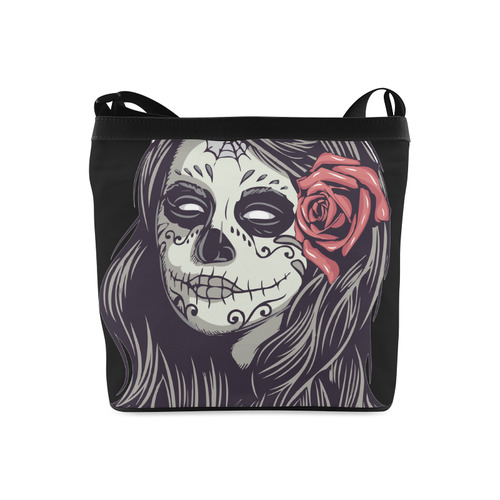 Sugar Skull Day of the Dead Girl Red Rose Crossbody Bags (Model 1613)