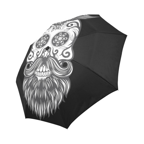Sugar Skull Floral Pattern Beard Auto-Foldable Umbrella (Model U04)