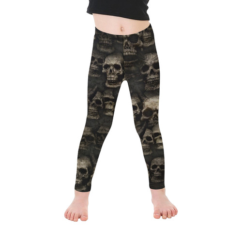 Crypt of the devilish dead skull Kid's Ankle Length Leggings (Model L06)