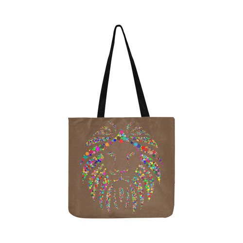 Abstract Lion Face Brown Reusable Shopping Bag Model 1660 (Two sides)