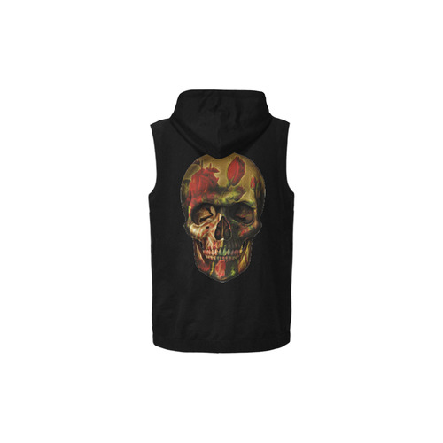 Gothic Skull of Roses All Over Print Sleeveless Zip Up Hoodie for Kid (Model H16)