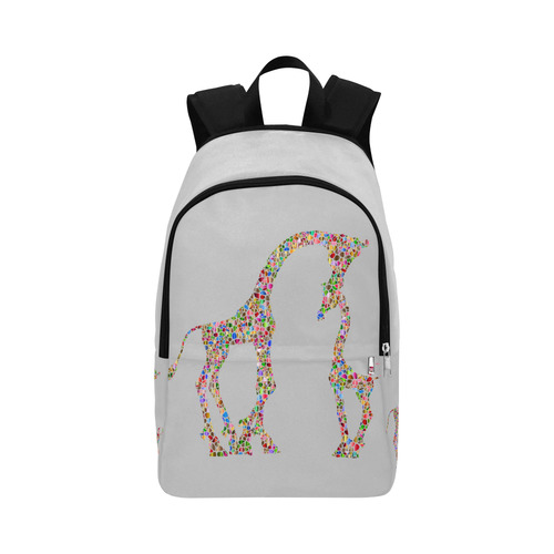 Mother And Baby Giraffe Grey Fabric Backpack for Adult (Model 1659)