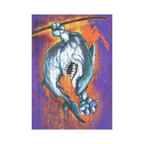 Graffiti Shark Brick Wall Garden Flag 28''x40'' （Without Flagpole）