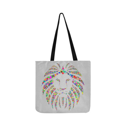 Abstract Lion Face Grey Reusable Shopping Bag Model 1660 (Two sides)