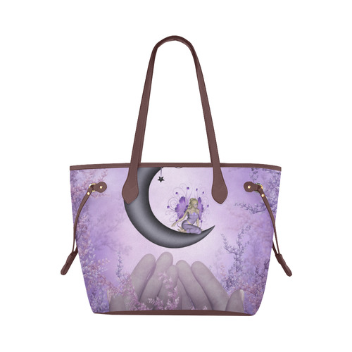 Wonderful fairy on the moon Clover Canvas Tote Bag (Model 1661)