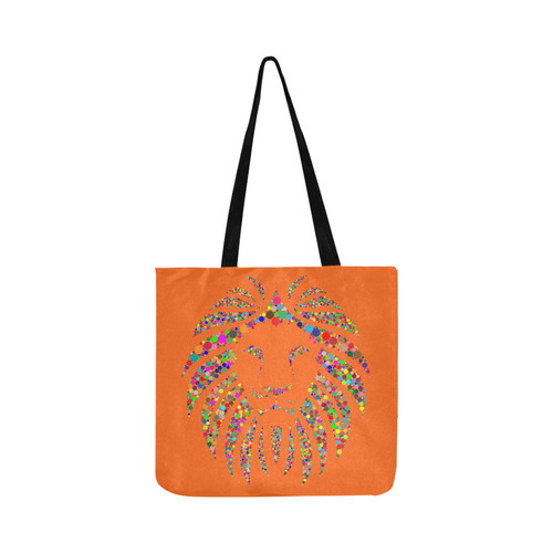 Abstract Lion Face Orange Reusable Shopping Bag Model 1660 (Two sides)