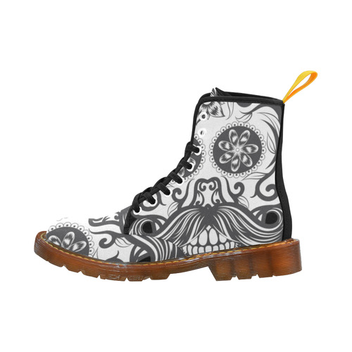 Sugar Skull Floral Pattern Beard Martin Boots For Women Model 1203H