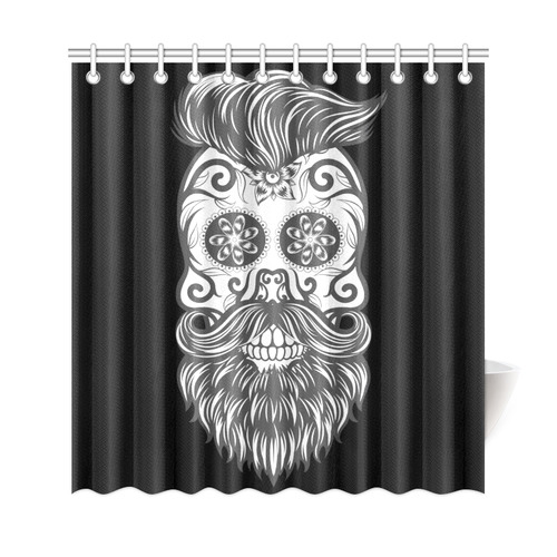 Sugar Skull Floral Pattern Beard Shower Curtain 69"x72"