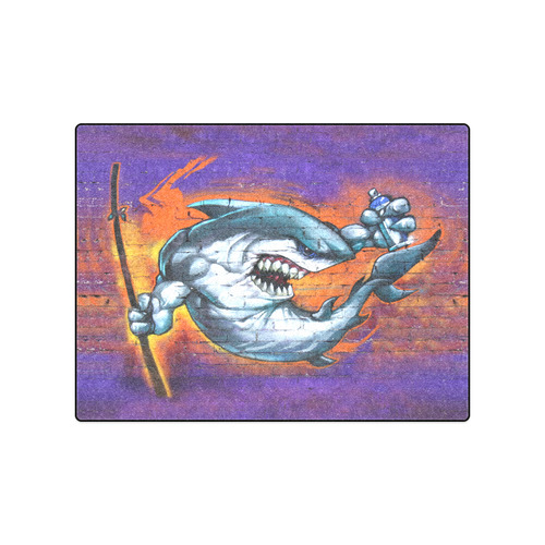 Graffiti Shark Brick Wall Blanket 50"x60"