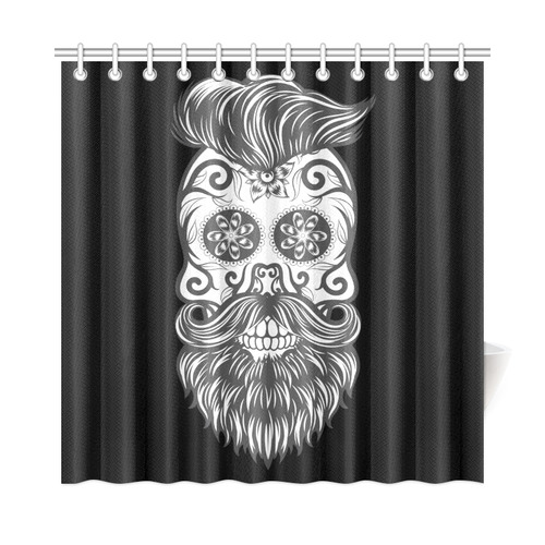 Sugar Skull Floral Pattern Beard Shower Curtain 72"x72"