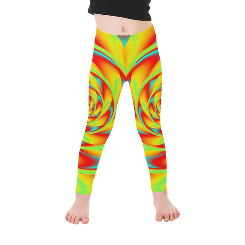CRAZY POWER SPIRAL - neon colored Kid's Ankle Length Leggings (Model L06)