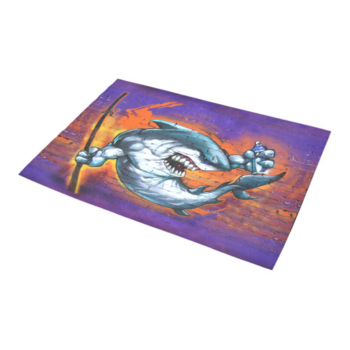 Graffiti Shark Brick Wall Azalea Doormat 24" x 16" (Sponge Material)