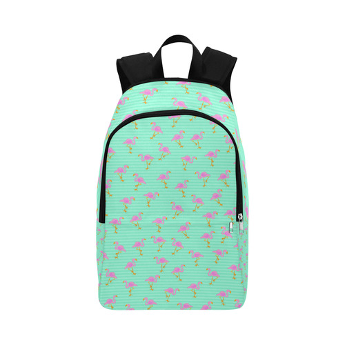 Pink and Green Flamingo Pattern Fabric Backpack for Adult (Model 1659)