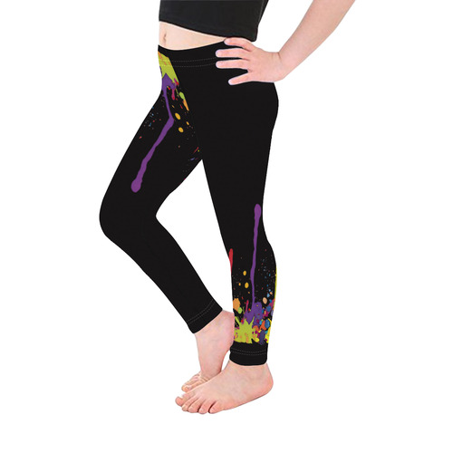 Crazy multicolored running SPLASHES Kid's Ankle Length Leggings (Model L06)