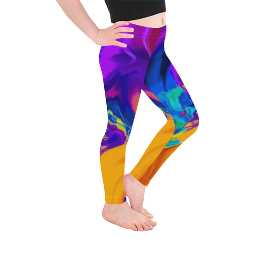 The PERFECT WAVE abstract multicolored Kid's Ankle Length Leggings (Model L06)