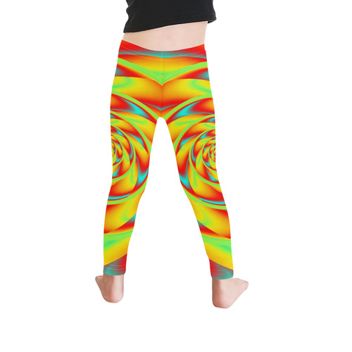 CRAZY POWER SPIRAL - neon colored Kid's Ankle Length Leggings (Model L06)