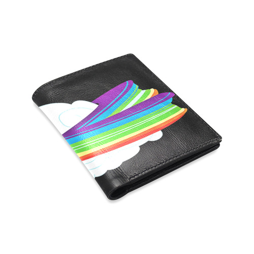 flying with rainbow dash Men's Leather Wallet (Model 1612)