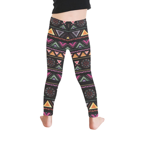 Native American Ornaments Watercolor Pattern Kid's Ankle Length Leggings (Model L06)