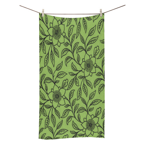 Vintage Lace Floral Greenery Bath Towel 30"x56"
