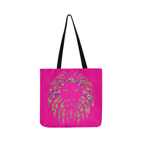 Abstract Lion Face Hot Pink Reusable Shopping Bag Model 1660 (Two sides)