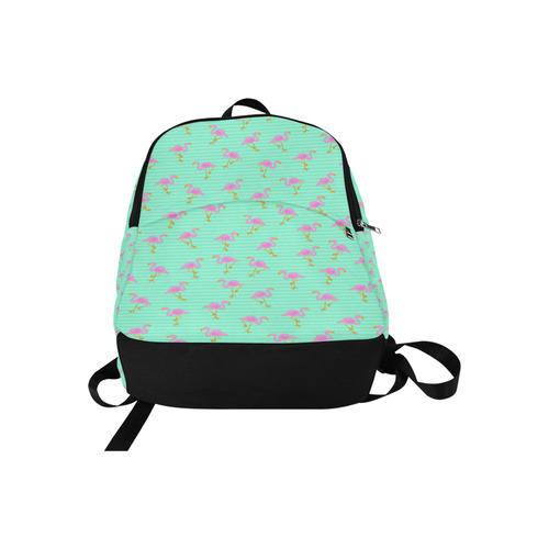 Pink and Green Flamingo Pattern Fabric Backpack for Adult (Model 1659)