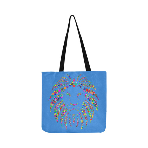 Abstract Lion Face Blue Reusable Shopping Bag Model 1660 (Two sides)