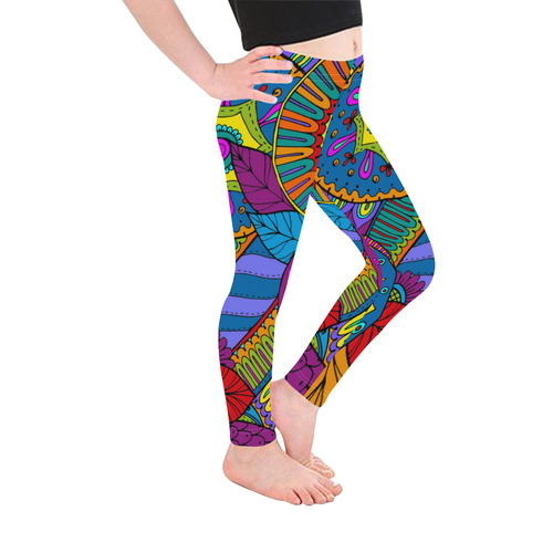 Pop Art PAISLEY Ornaments Pattern multicolored Kid's Ankle Length Leggings (Model L06)