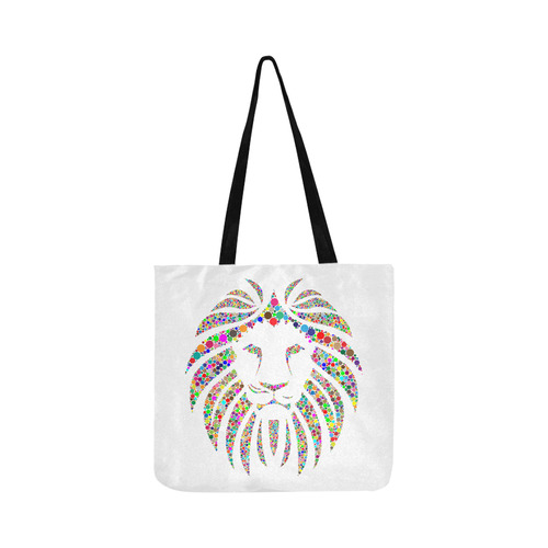 Abstract Lion Face White Reusable Shopping Bag Model 1660 (Two sides)