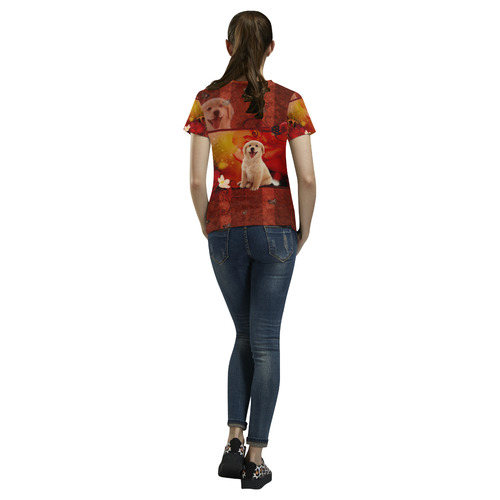 Sweet golden retriever All Over Print T-Shirt for Women (USA Size) (Model T40)