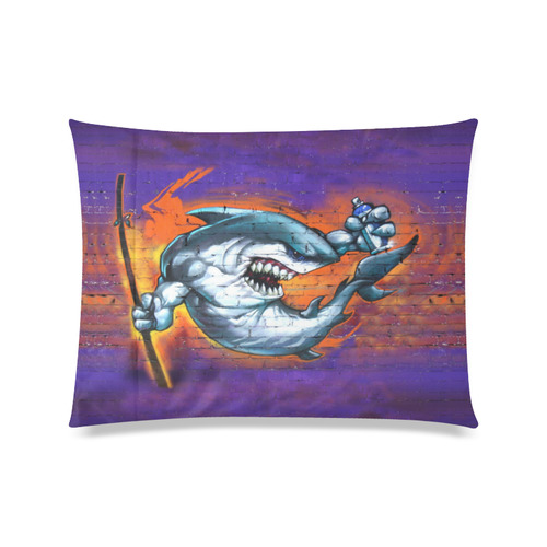 Graffiti Shark Brick Wall Custom Zippered Pillow Case 20"x26"(Twin Sides)