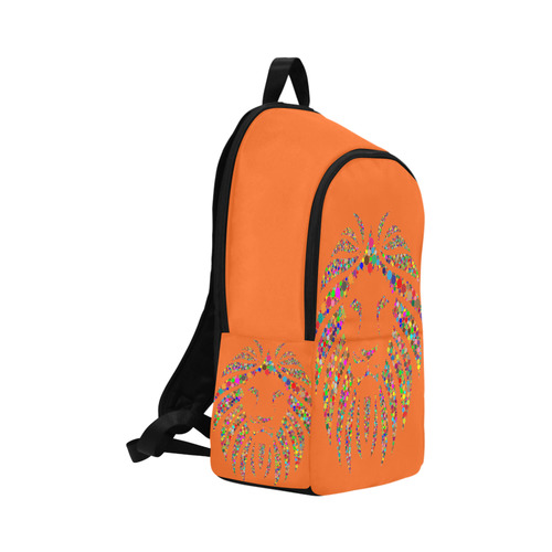 Abstract Lion Face Orange Fabric Backpack for Adult (Model 1659)