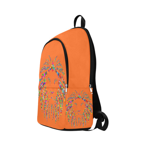 Abstract Lion Face Orange Fabric Backpack for Adult (Model 1659)