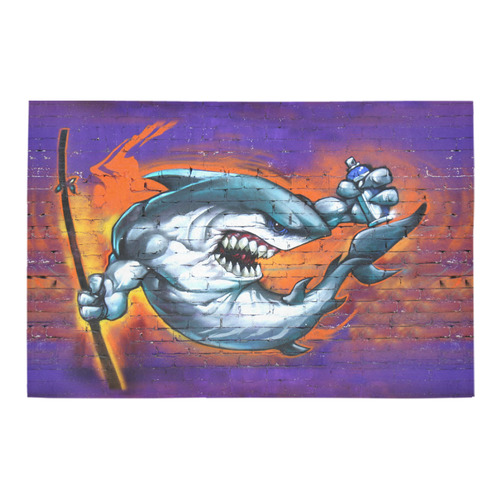 Graffiti Shark Brick Wall Azalea Doormat 24" x 16" (Sponge Material)