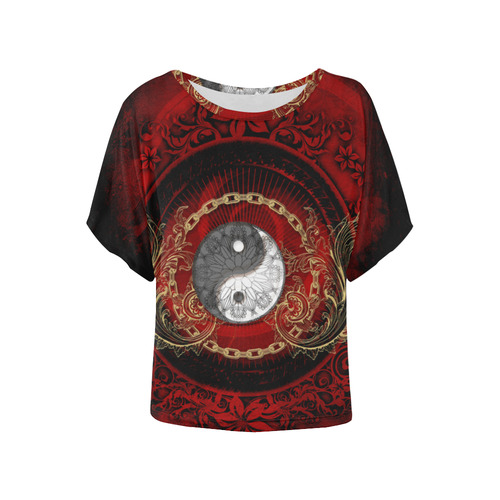 The sign ying and yang Women's Batwing-Sleeved Blouse T shirt (Model T44)