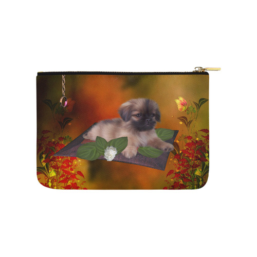 Cute lttle pekinese, dog Carry-All Pouch 9.5''x6''