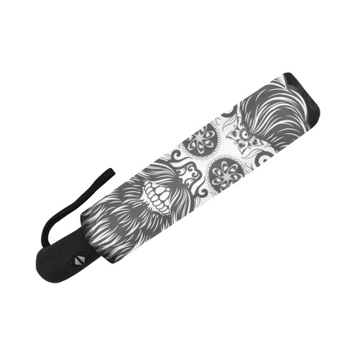 Sugar Skull Floral Pattern Beard Auto-Foldable Umbrella (Model U04)