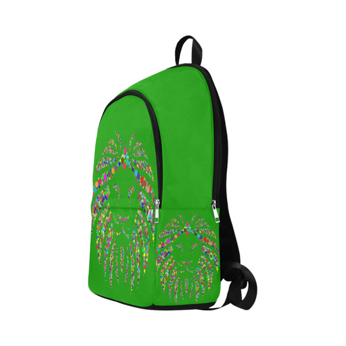 Abstract Lion Face Green Fabric Backpack for Adult (Model 1659)