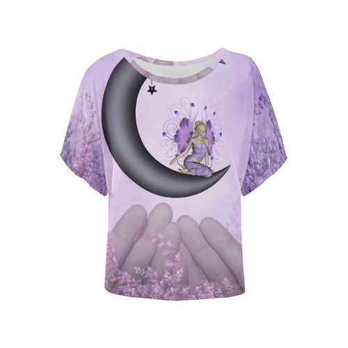 Wonderful fairy on the moon Women's Batwing-Sleeved Blouse T shirt (Model T44)