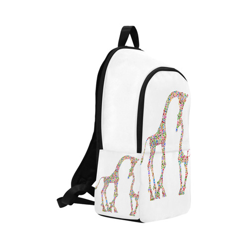 Mother And Baby Giraffe White Fabric Backpack for Adult (Model 1659)