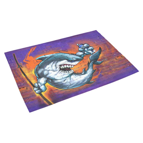 Graffiti Shark Brick Wall Azalea Doormat 30" x 18" (Sponge Material)