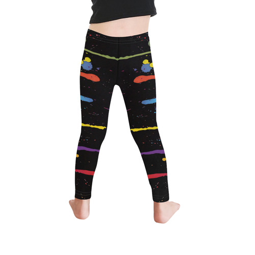 Crazy multicolored running SPLASHES Kid's Ankle Length Leggings (Model L06)