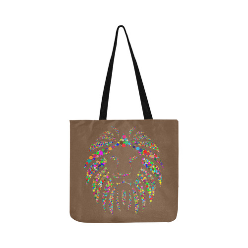 Abstract Lion Face Brown Reusable Shopping Bag Model 1660 (Two sides)