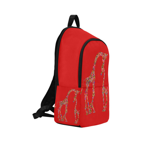 Mother And Baby Giraffe Red Fabric Backpack for Adult (Model 1659)