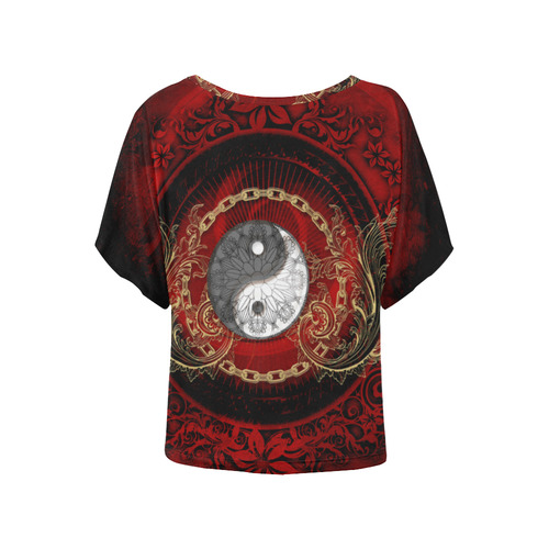 The sign ying and yang Women's Batwing-Sleeved Blouse T shirt (Model T44)