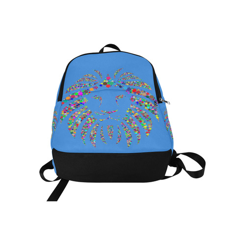 Abstract Lion Face Blue Fabric Backpack for Adult (Model 1659)