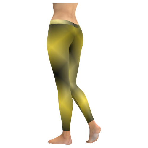 Gold and Black Tartan Plaid Women's Low Rise Leggings (Invisible Stitch) (Model L05)